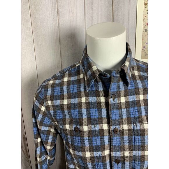 LL Bean Mens Long Sleeve Button Up Flannel Shirt 2 Pockets - Sz Medium Cotton - Picture 5 of 16